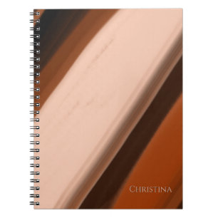 Custom Name Notebook Faux Wood Fancy Striped