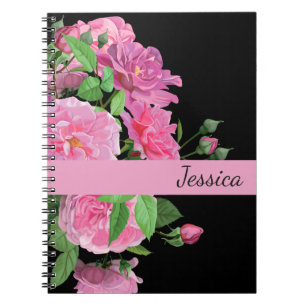 Custom Name Notebook-Pink Roses Notebook