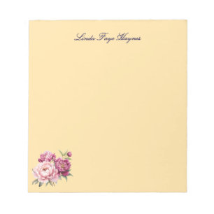 Custom Name Notepad with Peonies