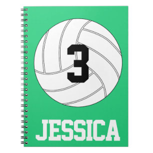 Custom Name, Number and Colour Volleyball Notebook