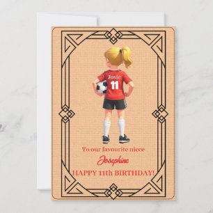 Custom Name Number and Text Birthday Soccer Girl Holiday Card