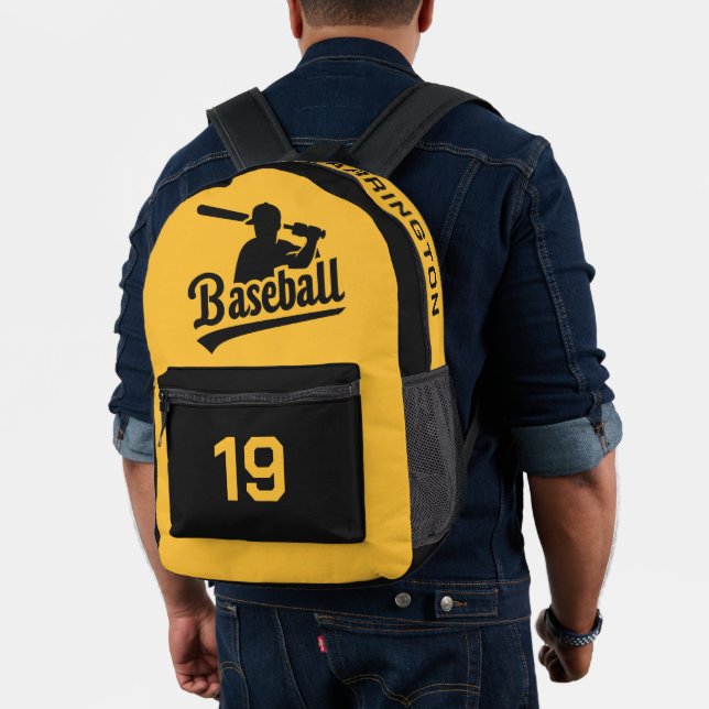 Custom Name, Number & Colour Baseball Printed Backpack (Insitu (Model))