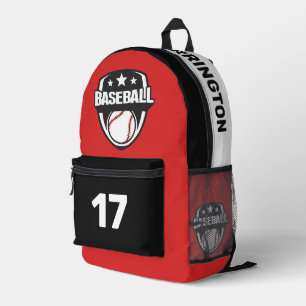 Custom Name, Number & Colour Baseball Printed Backpack