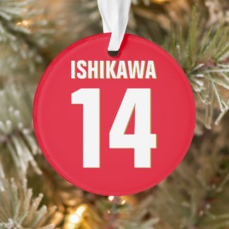 Custom Name, Number, Colours. Sports Fans Red Ornament