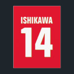 Custom Name, Number, Colours. Sports Fans Red Postcard<br><div class="desc">Personalise with name,  number,  and colours of your choice!</div>