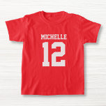 Custom Name Number Girls Sport Jersey T-Shirt<br><div class="desc">Create your own personalised football jersey girls' T-shirt with custom name and number. A pretty customisable sports shirt, that is a cute gift idea for girls. This trendy kids sportswear is suitable for all sports, including football, soccer, volleyball, baseball, softball, basketball and hockey. Click 'Customise' button to add text, customise...</div>