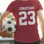 Custom Name Number Mens Sport Jersey T-Shirt<br><div class="desc">Create your own personalised football jersey men's T-shirt with custom name and number. A cool customisable sports shirt, that is a great gift idea for men. This trendy men's sportswear is suitable for all sports, including football, soccer, volleyball, baseball, softball, basketball and hockey. Click 'Customise' button to add text, customise...</div>