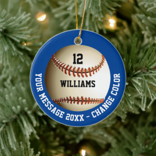 Custom Name Number Message Baseball Ceramic Tree Decoration
