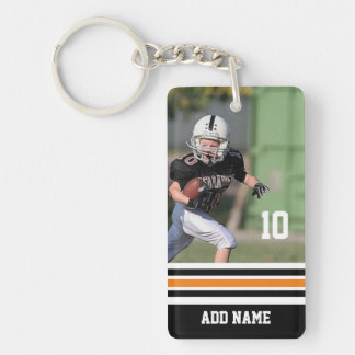Custom Name Number Photo Football Jersey Black Key Ring