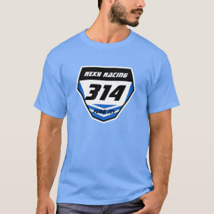 Custom Name Number Plate: Blue - Dark Number T-Shirt