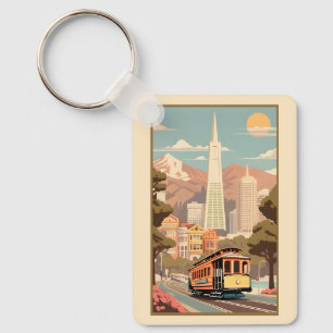 Custom Name & Number Retro San Francisco Key Ring