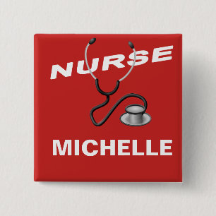 Custom Name Nurse 15 Cm Square Badge