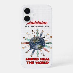 Custom Name Nurses Heal the World iPhone 16 Case