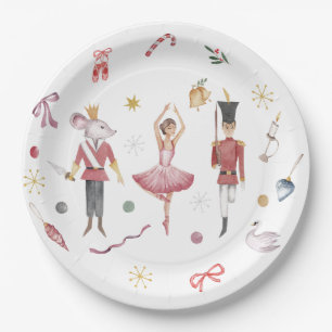 Custom name Nutcracker Ballet Ballerina Christmas Paper Plate