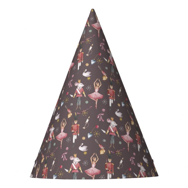 Custom name Nutcracker Ballet Ballerina Christmas Party Hat (Front)