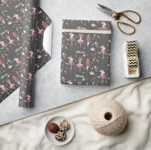 Custom name Nutcracker Ballet Ballerina Christmas Wrapping Paper