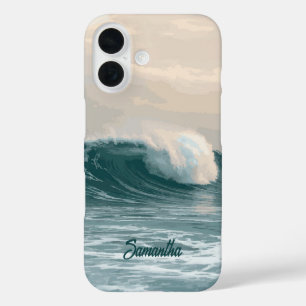 Custom Name Ocean Wave iPhone 16 Case