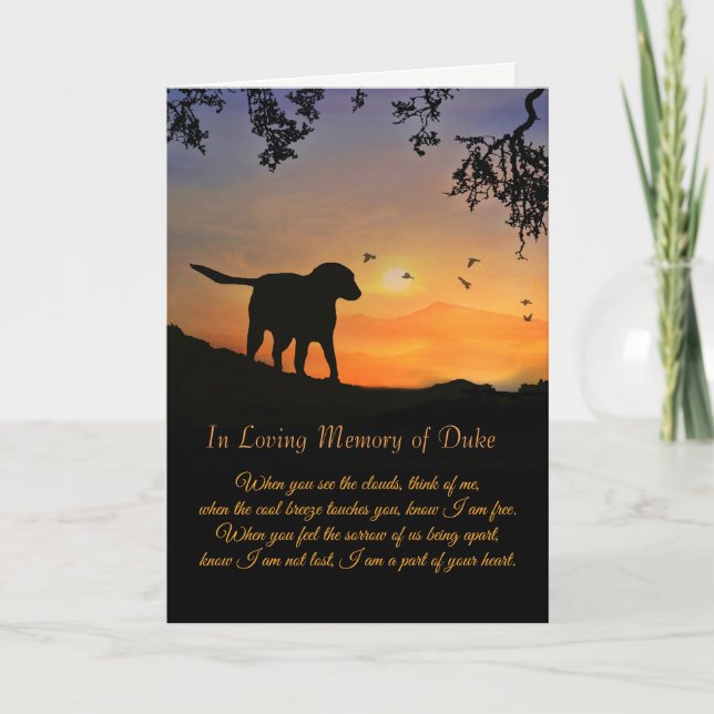Custom Name of Dog Sympathy Card, Loss of Dog Card (Front)