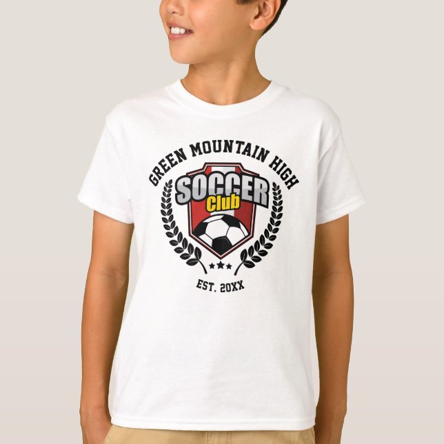 Custom Name of School or Organisation Soccer Club T-Shirt (Front)