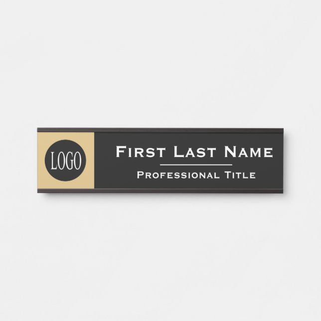 Custom Name | Office Door Sign Black & Gold (Front)