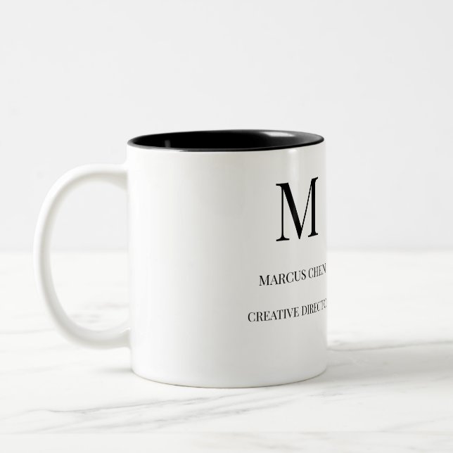 Custom Name Office Gift Two-Tone Coffee Mug (Left)