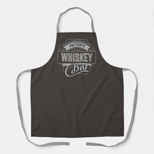 Custom NAME Old Deluxe Liquor Label Whiskey Bar Apron (Front)