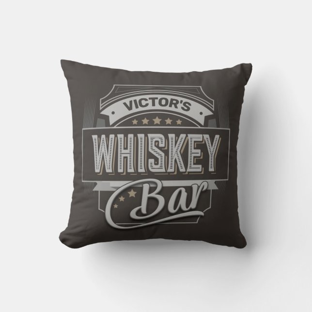 Custom NAME Old Deluxe Liquor Label Whiskey Bar  Cushion (Front)