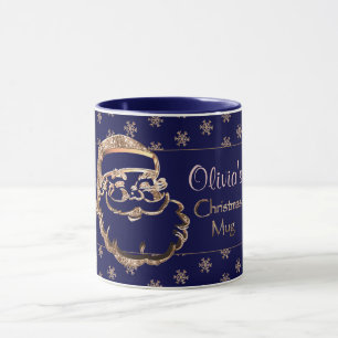 Custom Name Olivia's Christmas Mug Cute Santa Blue