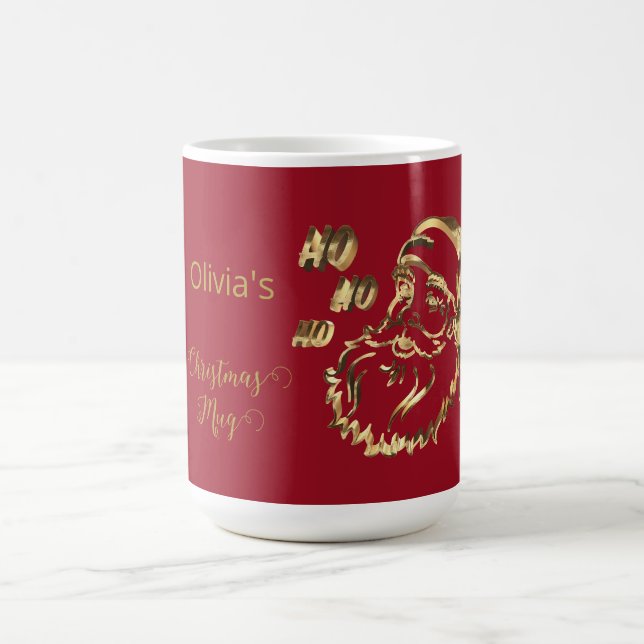 Custom Name Olivia's Christmas Mug Cute Santa Red (Center)