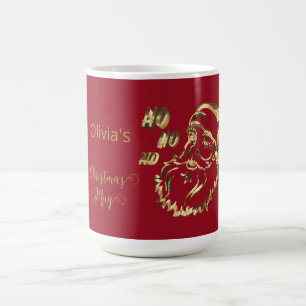 Custom Name Olivia's Christmas Mug Cute Santa Red