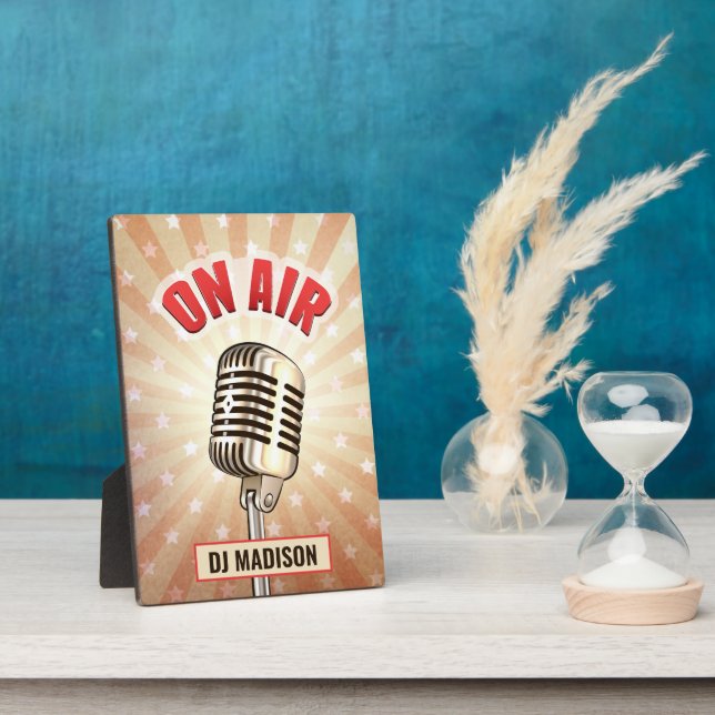 Custom name “On Air” Microphone door hanger Plaque (Side)