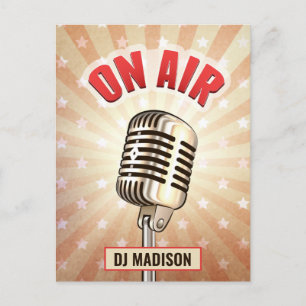 Custom name “On Air” Microphone postcard