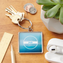 Custom Name On Blue Gradient Keychain