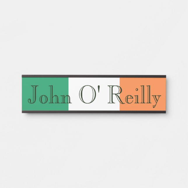 Custom Name On Irish Flag npcn Door Sign (Front)
