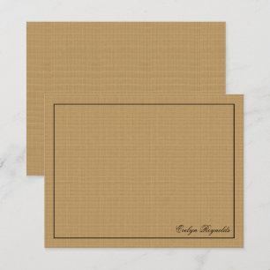 Custom Name on Natural Jute Burlap Fabric Texture Card