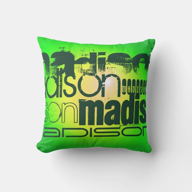Custom Name on Neon Yellow & Green Cushion (Front)
