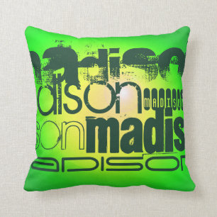 Custom Name on Neon Yellow & Green Cushion