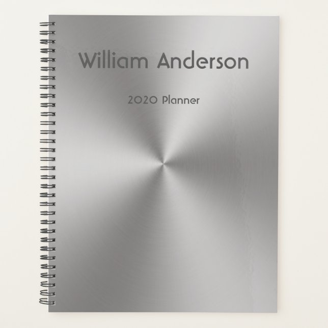 Custom Name on Silver Metal Look 2020 Planner (Front)