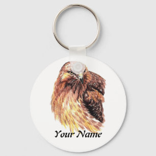 Custom Name or Business Red Tailed Hawk, Bird Key Ring