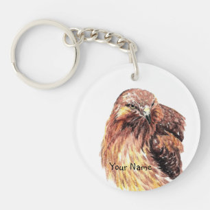 Custom Name or Business Red Tailed Hawk, Bird  Key Ring