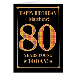 Custom Name or Relation 80th Birthday Tartan Card