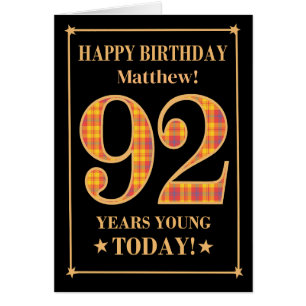 Custom Name or Relation 92nd Birthday Tartan Card