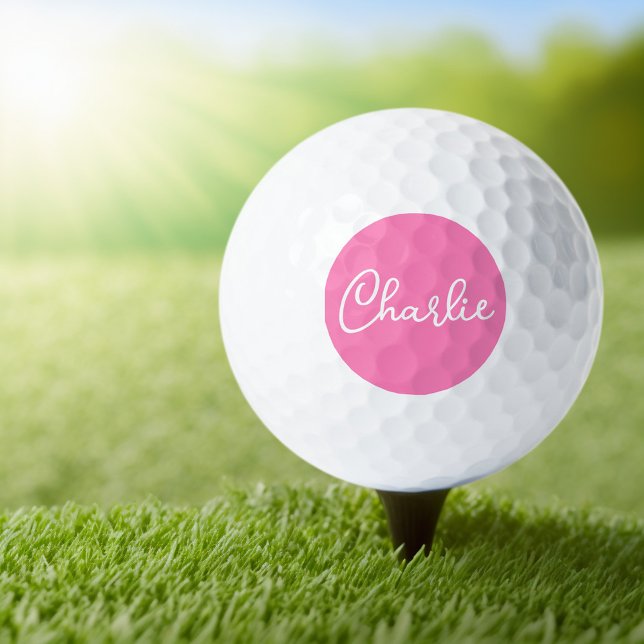 Custom name or text on pink background golf balls (Creator Uploaded)