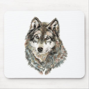 Custom Name or Text Wolf watercolor Animal Mouse Mat