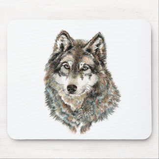 Custom Name or Text Wolf watercolor Animal Mouse Mat
