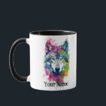 Custom Name or Text Wolf watercolor Animal Mug<br><div class="desc">Custom Name or Text Wolf watercolor Animal</div>