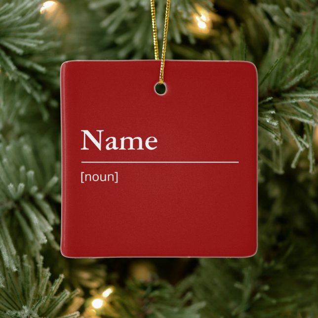 Custom Name or Word dictionary red Christmas Ceramic Ornament (Tree)