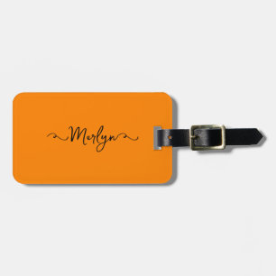 Custom Name Orange Black Valentine's Day Gift Luggage Tag