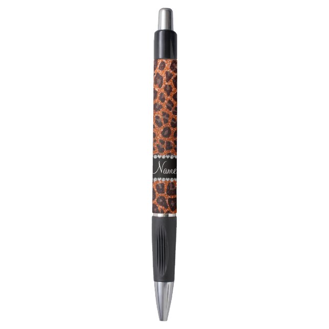 Custom name orange glitter leopard print (Front Vertical)