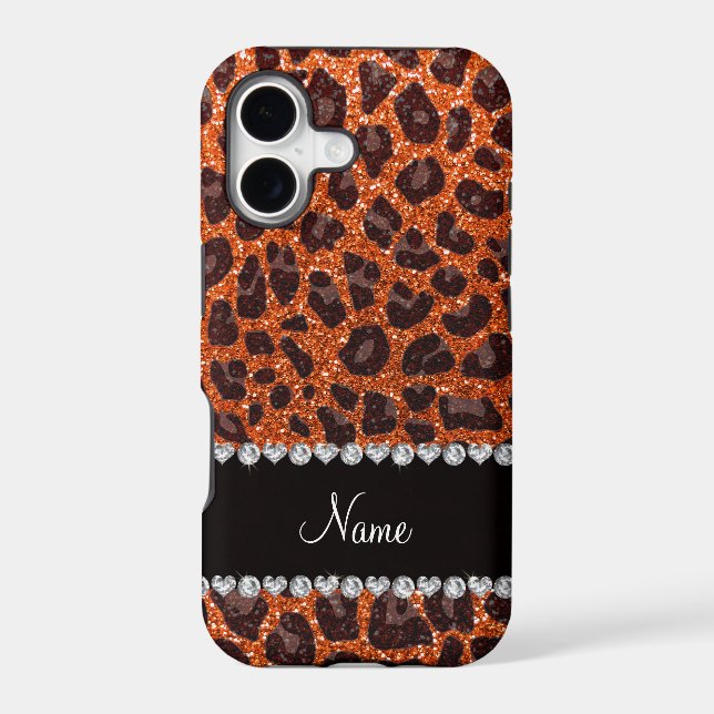 Custom name orange glitter leopard print (Back)